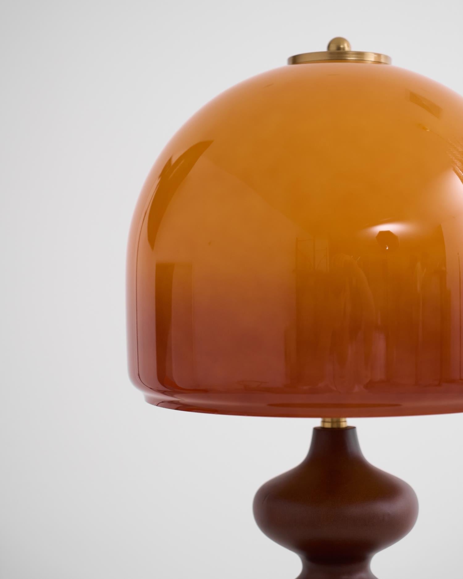 Table Lamp Wood 9.8 in Caramel Dome Indoor Lighting Modern Bedroom Living Room Decor | Thomler
