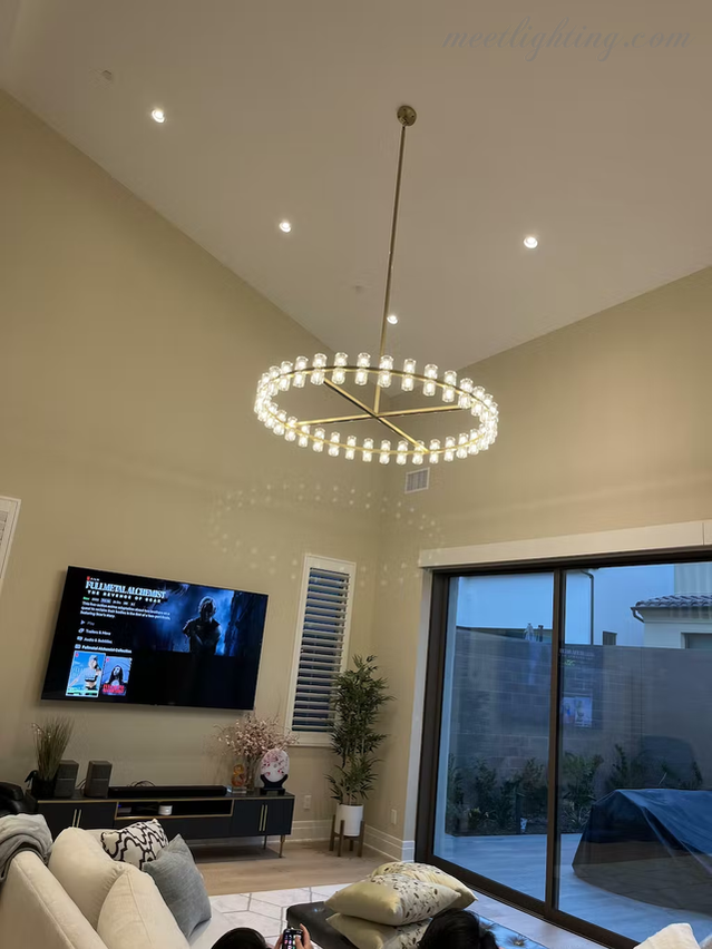 60-Inch Round Crystal Chandelier 72-Light Brass Fixture for Dining Room Living Room Hotel | Thomler
