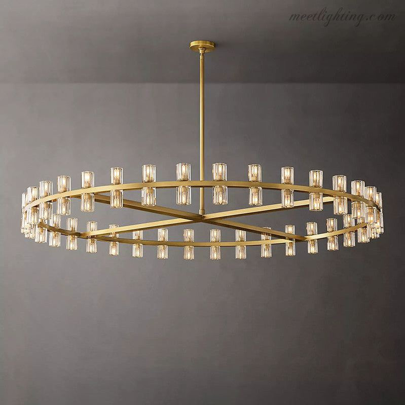 60-Inch Round Crystal Chandelier 72-Light Brass Fixture for Dining Room Living Room Hotel | Thomler