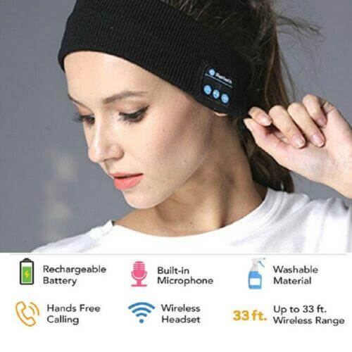 Wireless Bluetooth Headband with Built-In Speakers for Running, Gym & Sleep – Washable Knit Sweatband | Thomler
