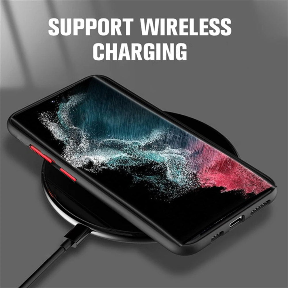 Magnetic Silicone Phone Case for Samsung Galaxy S21-S26 – Soft Grip Shock-Absorbing Cover with Raised Edges & Wireless Charging Support | Thomler