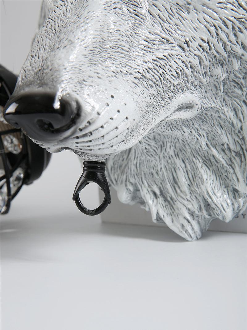Sculptural Wolf Sconce with Crystal Accents 20.5 in Gold Gray Patina Iron Resin Fixture Entryway Living Room Hallway Decorative Wildlife Sta | Thomler