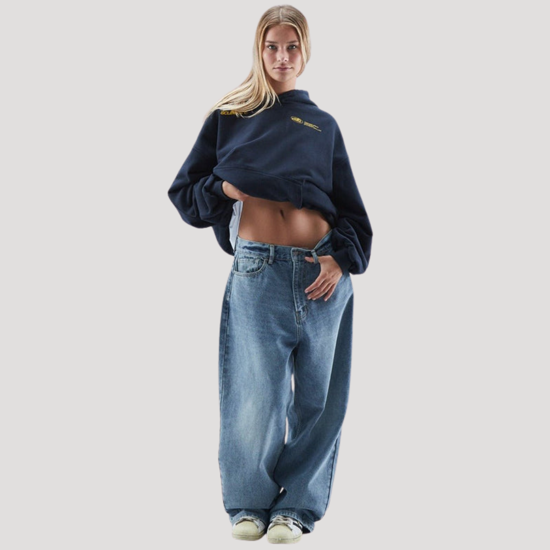 Relaxed-Fit Printed Pullover Sweatshirt for Women with Front Pouch – Adjustable Drawcord Hood | Thomler