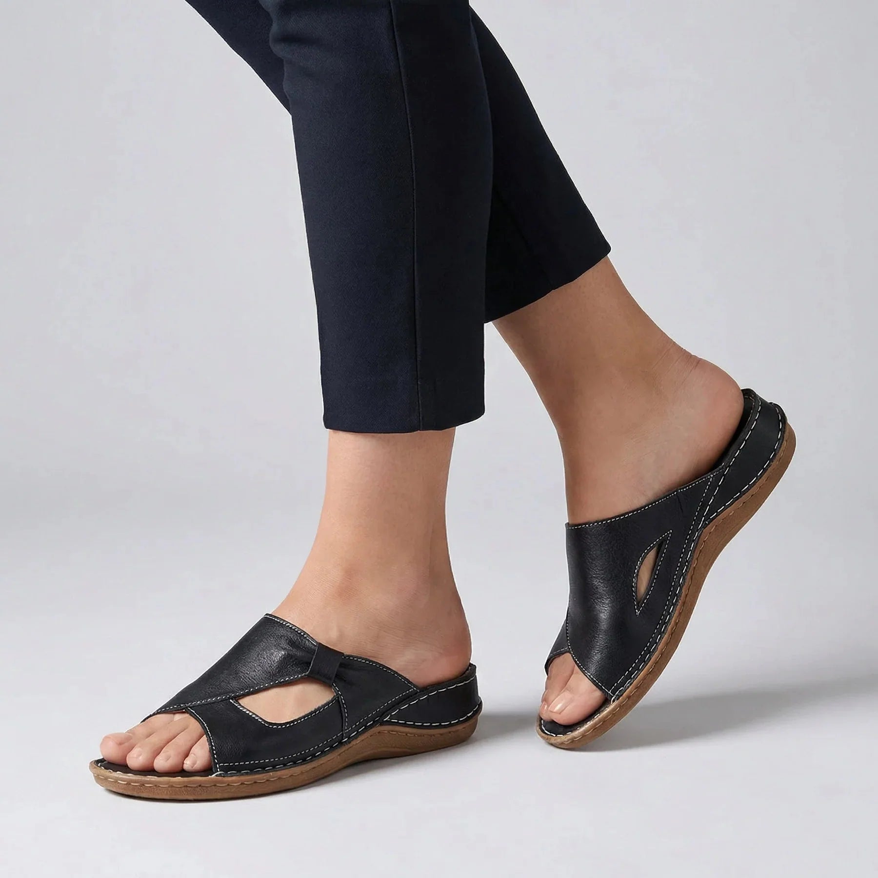 Orthopädische Leder-Sandalen — Echtes Leder, Fußgewölbestütze, Größen 35–43
