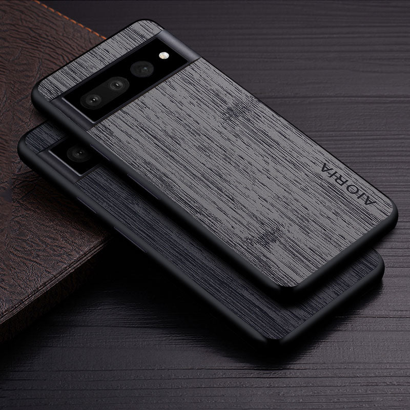 Google Pixel Natural Wood Grain Phone Case – Premium PU Leather with Raised Edge Protection for Screen & Camera | Thomler