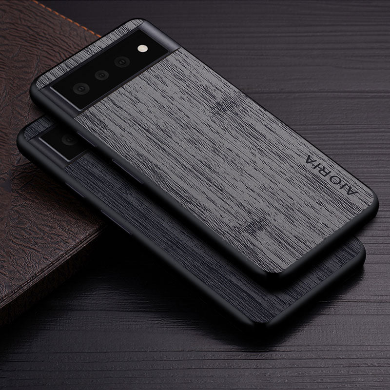 Google Pixel Natural Wood Grain Phone Case – Premium PU Leather with Raised Edge Protection for Screen & Camera | Thomler