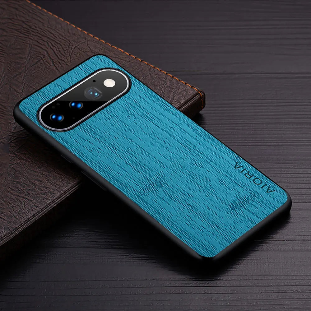 Google Pixel Natural Wood Grain Phone Case – Premium PU Leather with Raised Edge Protection for Screen & Camera | Thomler
