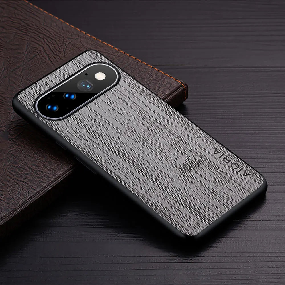 Google Pixel Natural Wood Grain Phone Case – Premium PU Leather with Raised Edge Protection for Screen & Camera | Thomler