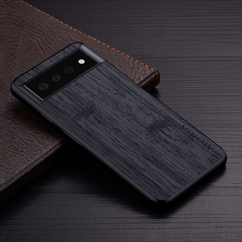 Google Pixel Natural Wood Grain Phone Case – Premium PU Leather with Raised Edge Protection for Screen & Camera | Thomler