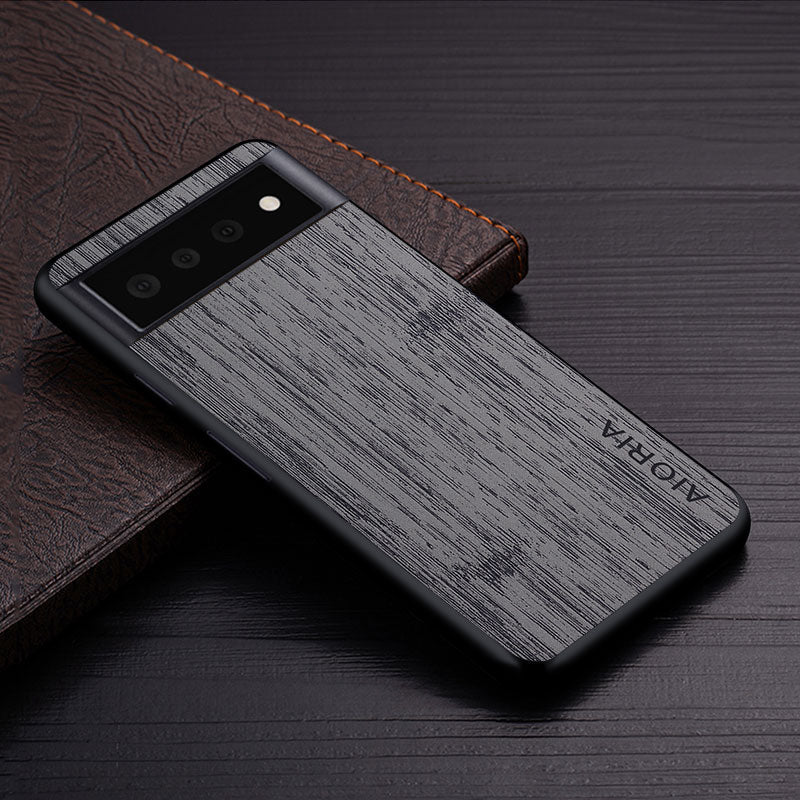 Google Pixel Natural Wood Grain Phone Case – Premium PU Leather with Raised Edge Protection for Screen & Camera | Thomler
