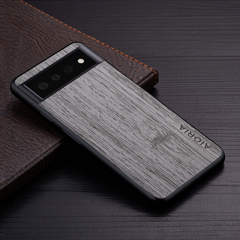 Google Pixel Natural Wood Grain Phone Case – Premium PU Leather with Raised Edge Protection for Screen & Camera | Thomler
