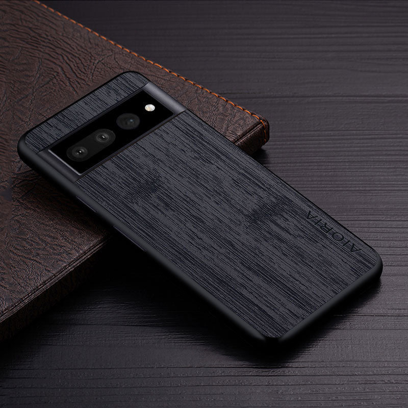 Google Pixel Natural Wood Grain Phone Case – Premium PU Leather with Raised Edge Protection for Screen & Camera | Thomler