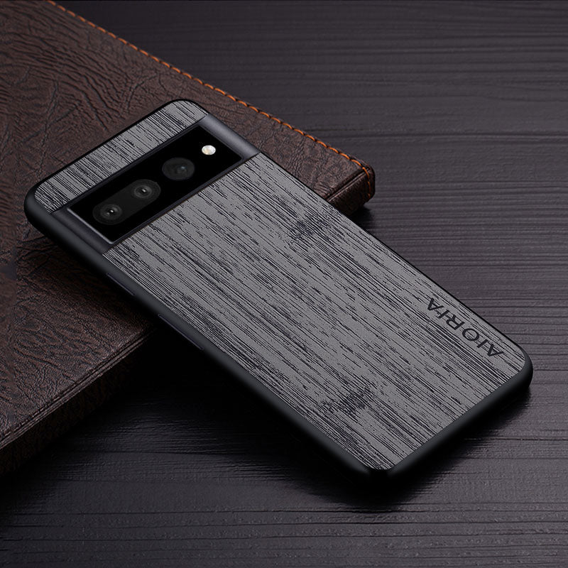 Google Pixel Natural Wood Grain Phone Case – Premium PU Leather with Raised Edge Protection for Screen & Camera | Thomler