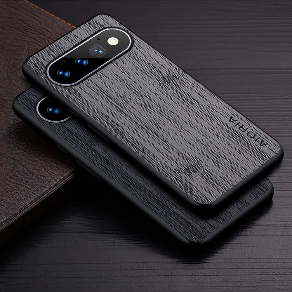 Google Pixel Natural Wood Grain Phone Case – Premium PU Leather with Raised Edge Protection for Screen & Camera | Thomler