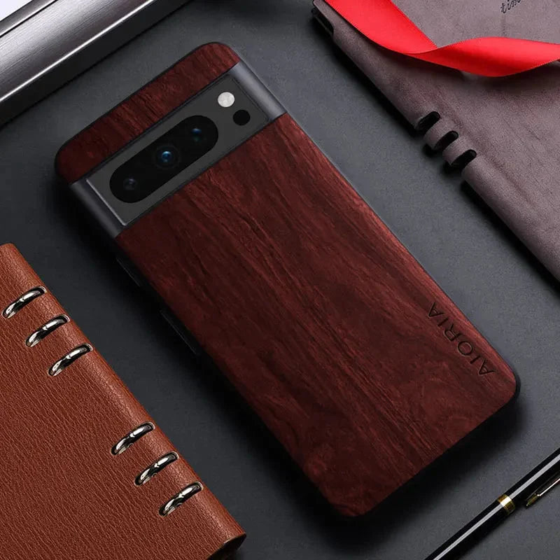 Wood Grain Phone Case for Google Pixel – Slim Protective Cover with Anti-Fingerprint Finish & Raised Edges – Fits Pixel 7A through 11 Pro | Thomler