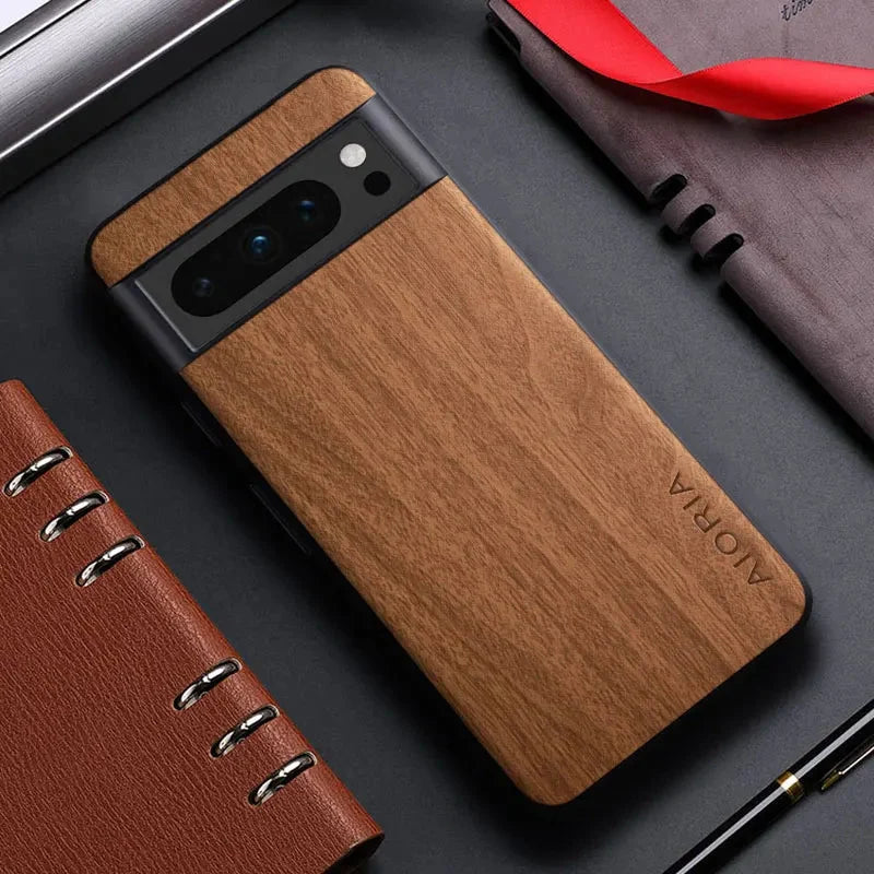 Wood Grain Phone Case for Google Pixel – Slim Protective Cover with Anti-Fingerprint Finish & Raised Edges – Fits Pixel 7A through 11 Pro | Thomler