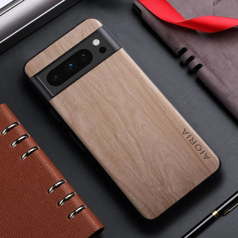 Wood Grain Phone Case for Google Pixel – Slim Protective Cover with Anti-Fingerprint Finish & Raised Edges – Fits Pixel 7A through 11 Pro | Thomler