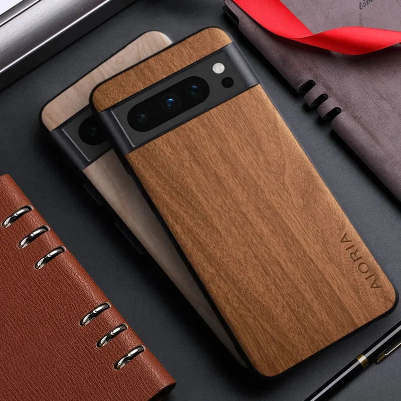 Wood Grain Phone Case for Google Pixel – Slim Protective Cover with Anti-Fingerprint Finish & Raised Edges – Fits Pixel 7A through 11 Pro | Thomler
