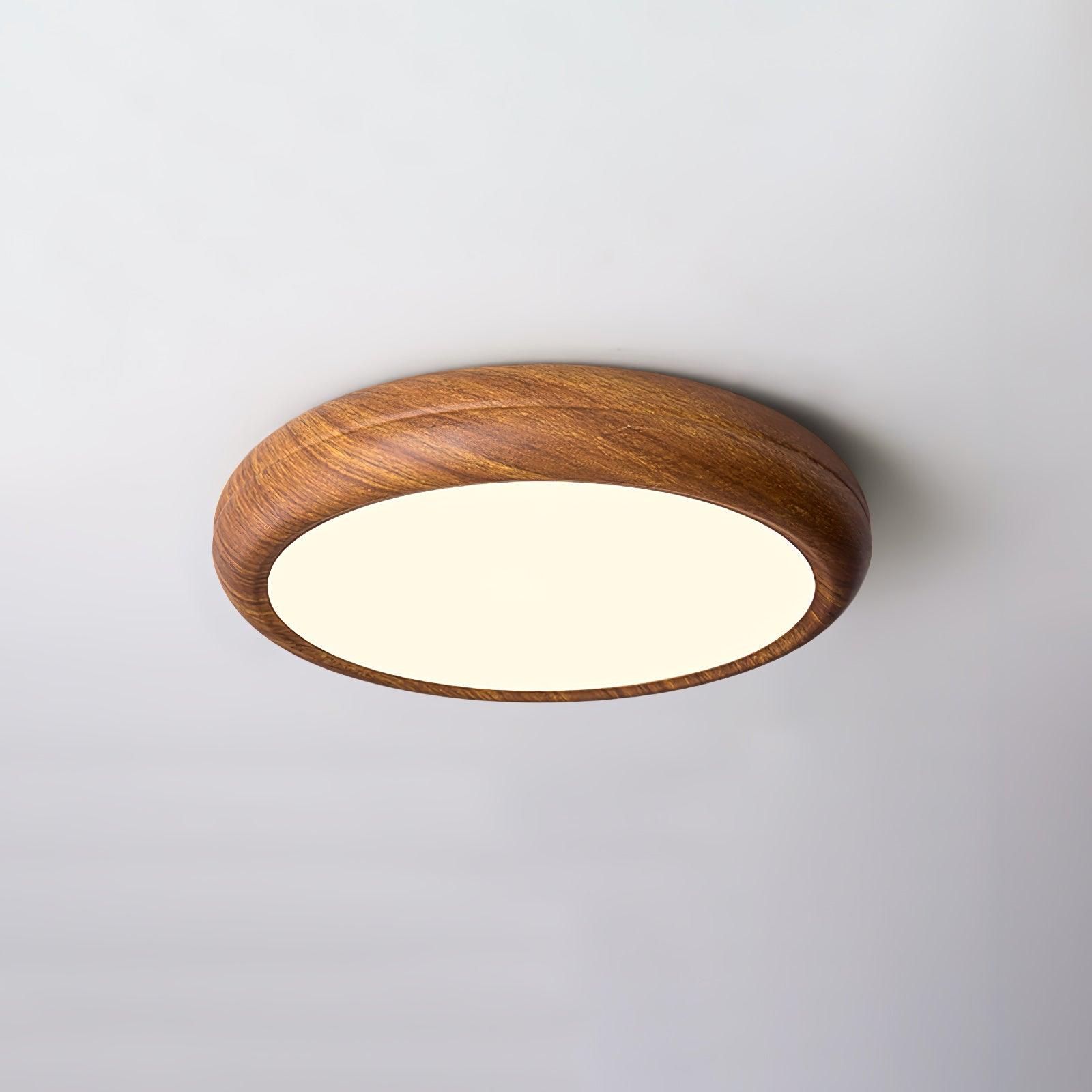 Ceiling Light Wood Grain LED 19.7 in Flush Mount Living Room Bedroom Modern Round Acrylic Lamp | Thomler