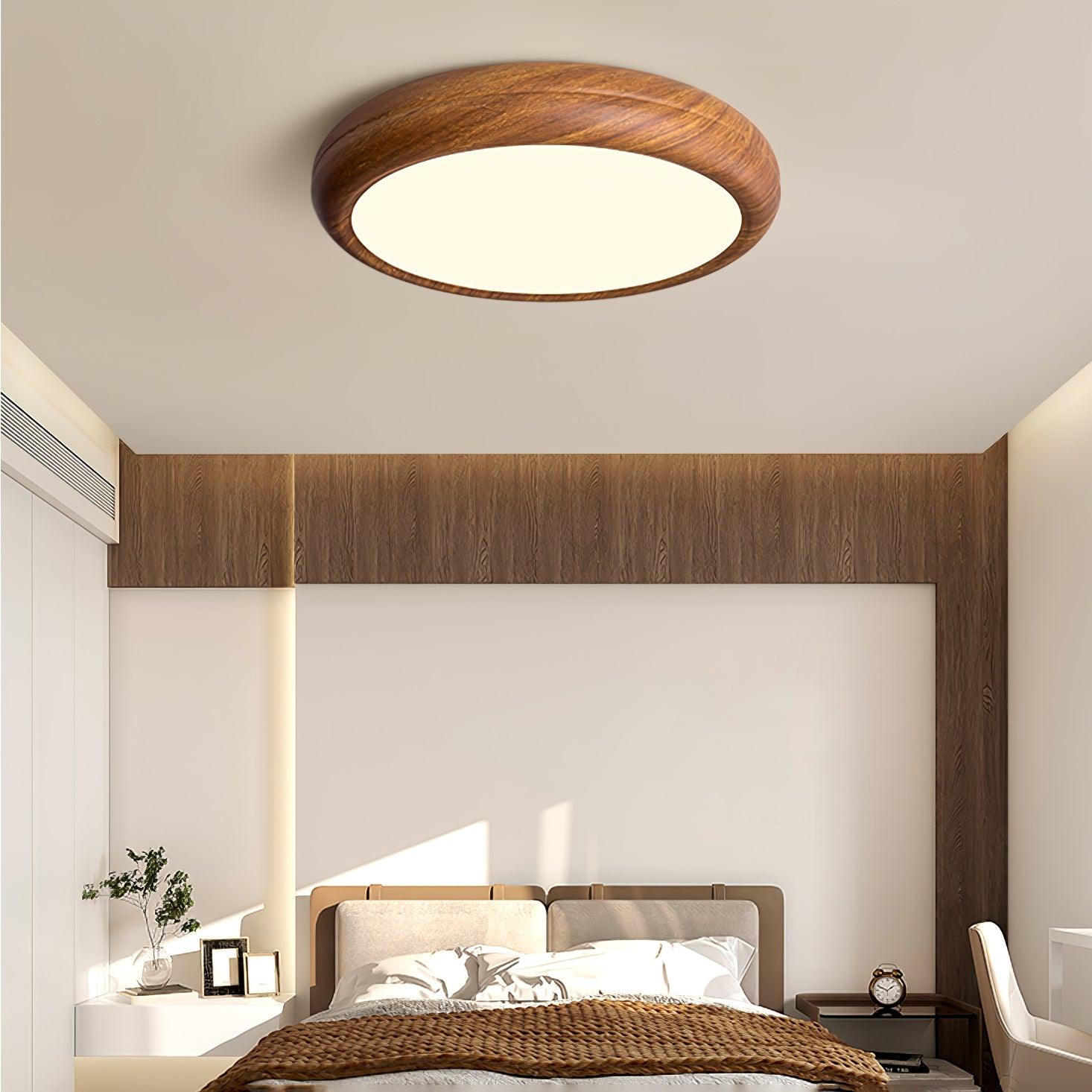 Ceiling Light Wood Grain LED 19.7 in Flush Mount Living Room Bedroom Modern Round Acrylic Lamp | Thomler
