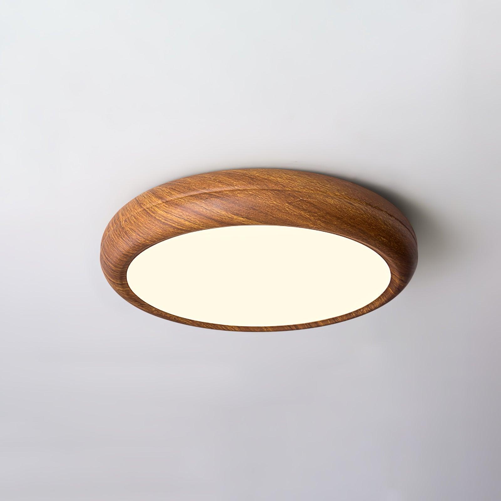 Ceiling Light Wood Grain LED 19.7 in Flush Mount Living Room Bedroom Modern Round Acrylic Lamp | Thomler