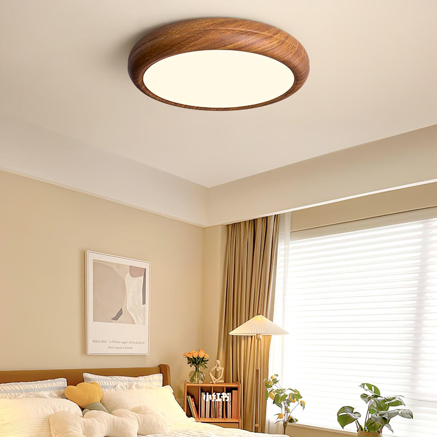 Ceiling Light Wood Grain LED 19.7 in Flush Mount Living Room Bedroom Modern Round Acrylic Lamp | Thomler