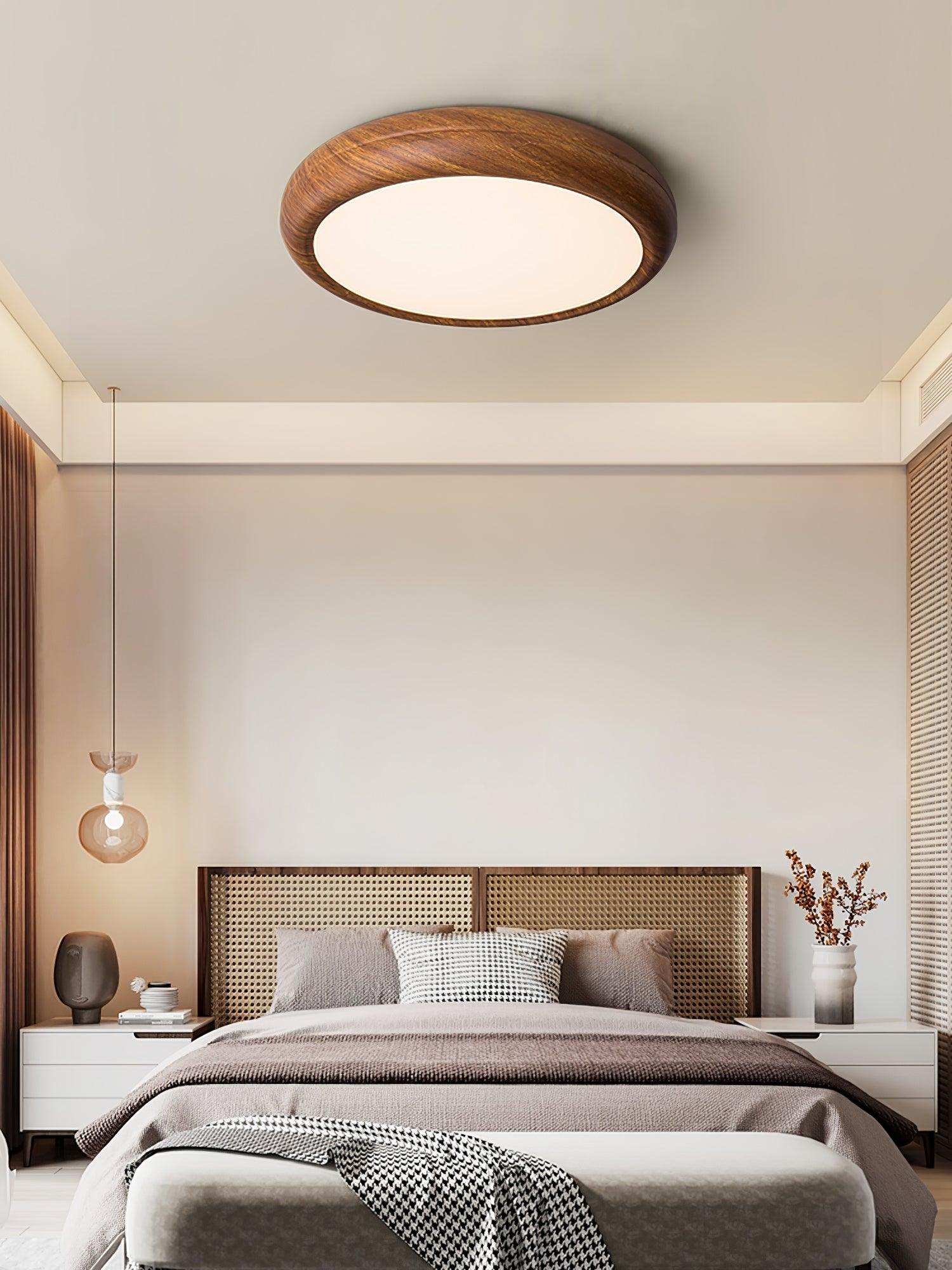 Ceiling Light Wood Grain LED 19.7 in Flush Mount Living Room Bedroom Modern Round Acrylic Lamp | Thomler