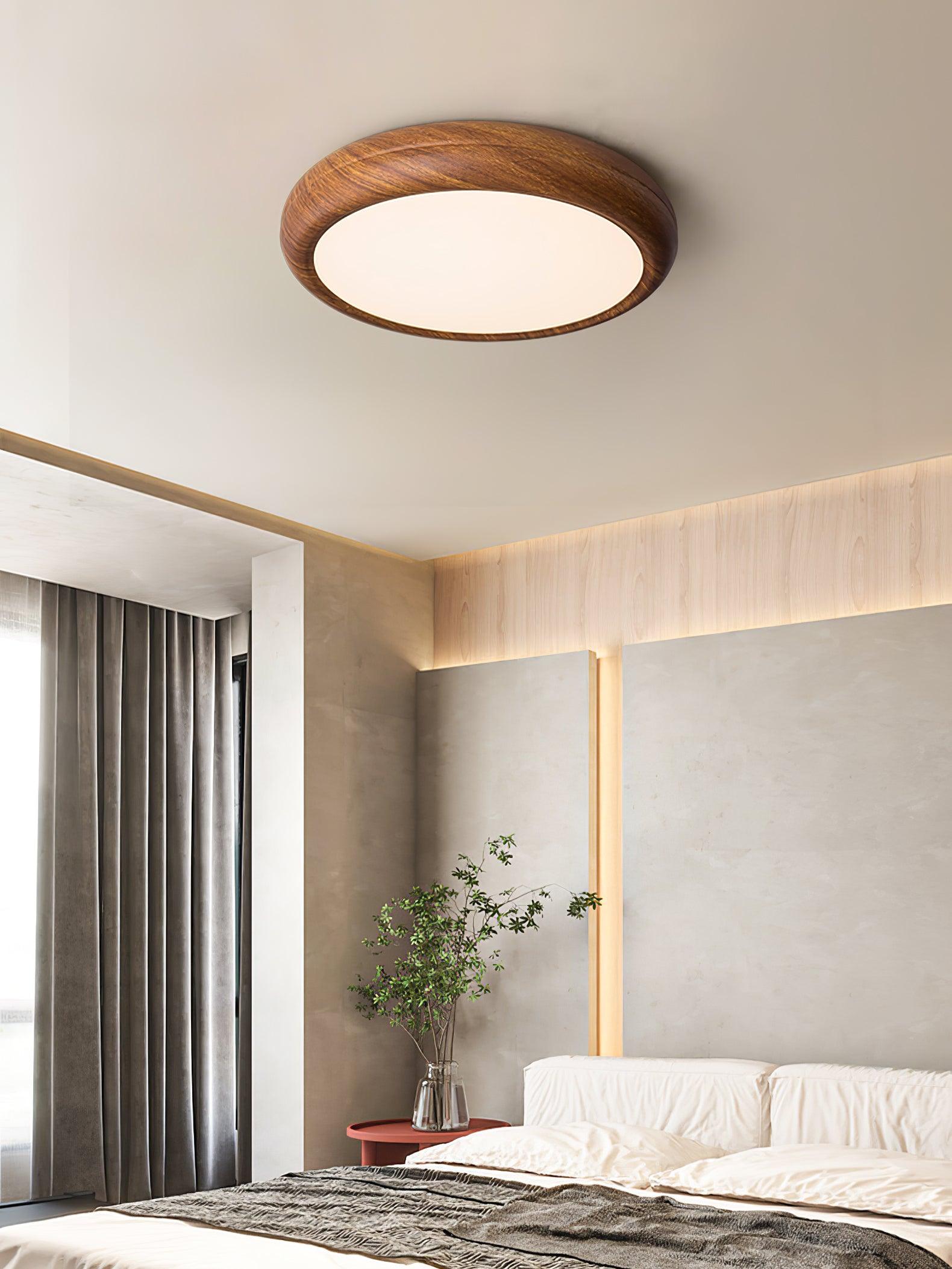 Ceiling Light Wood Grain LED 19.7 in Flush Mount Living Room Bedroom Modern Round Acrylic Lamp | Thomler
