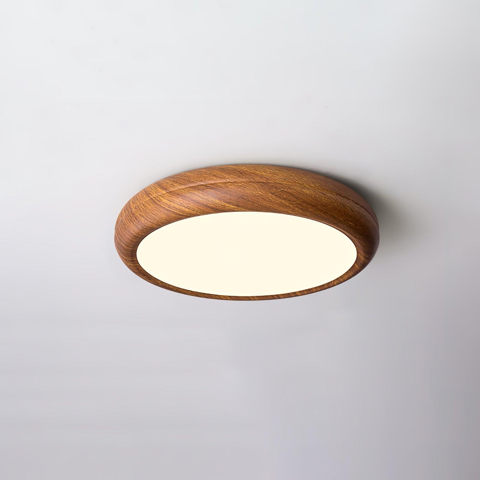 Ceiling Light Wood Grain LED 19.7 in Flush Mount Living Room Bedroom Modern Round Acrylic Lamp | Thomler