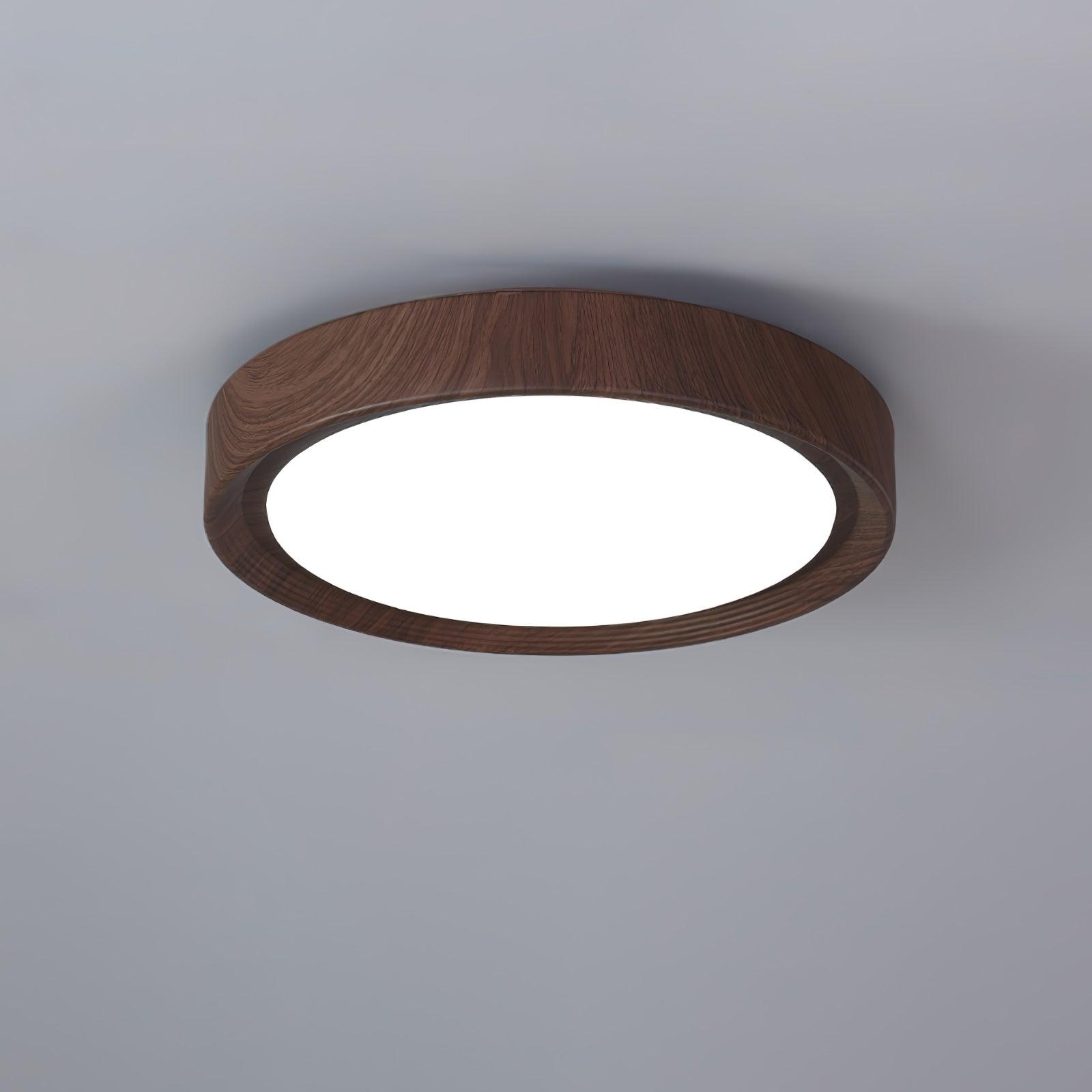 Ceiling Light Wood Grain LED 19.7 in Flush Mount Living Room Bedroom Modern Round Acrylic Lamp | Thomler