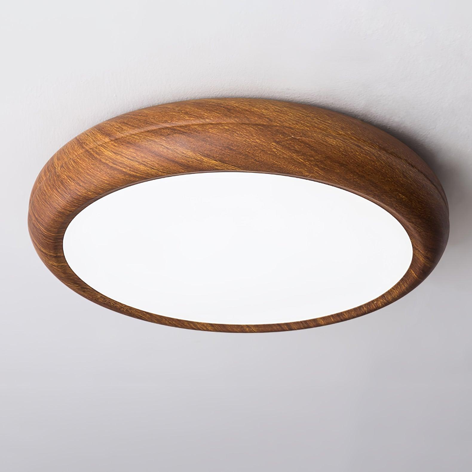 Ceiling Light Wood Grain LED 19.7 in Flush Mount Living Room Bedroom Modern Round Acrylic Lamp | Thomler