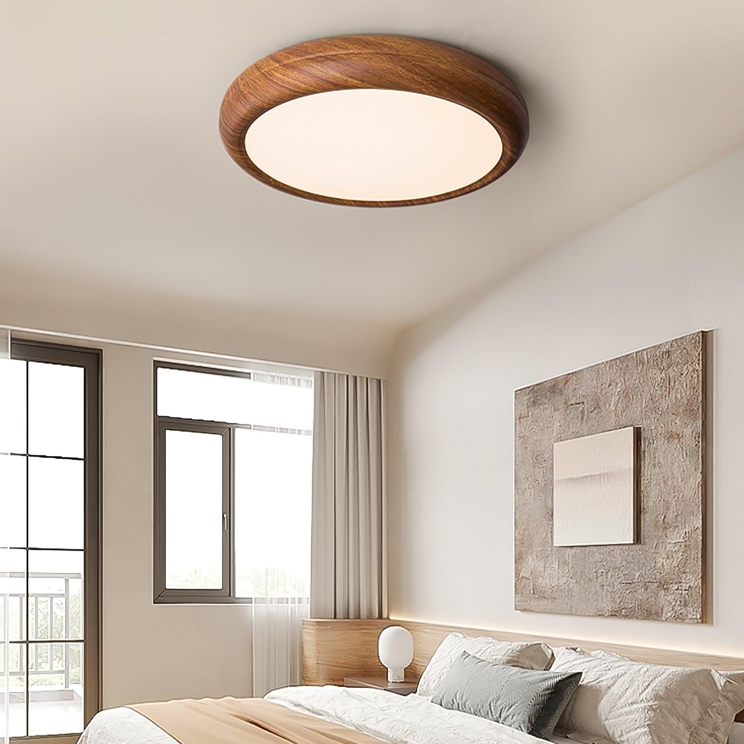 Ceiling Light Wood Grain LED 19.7 in Flush Mount Living Room Bedroom Modern Round Acrylic Lamp | Thomler