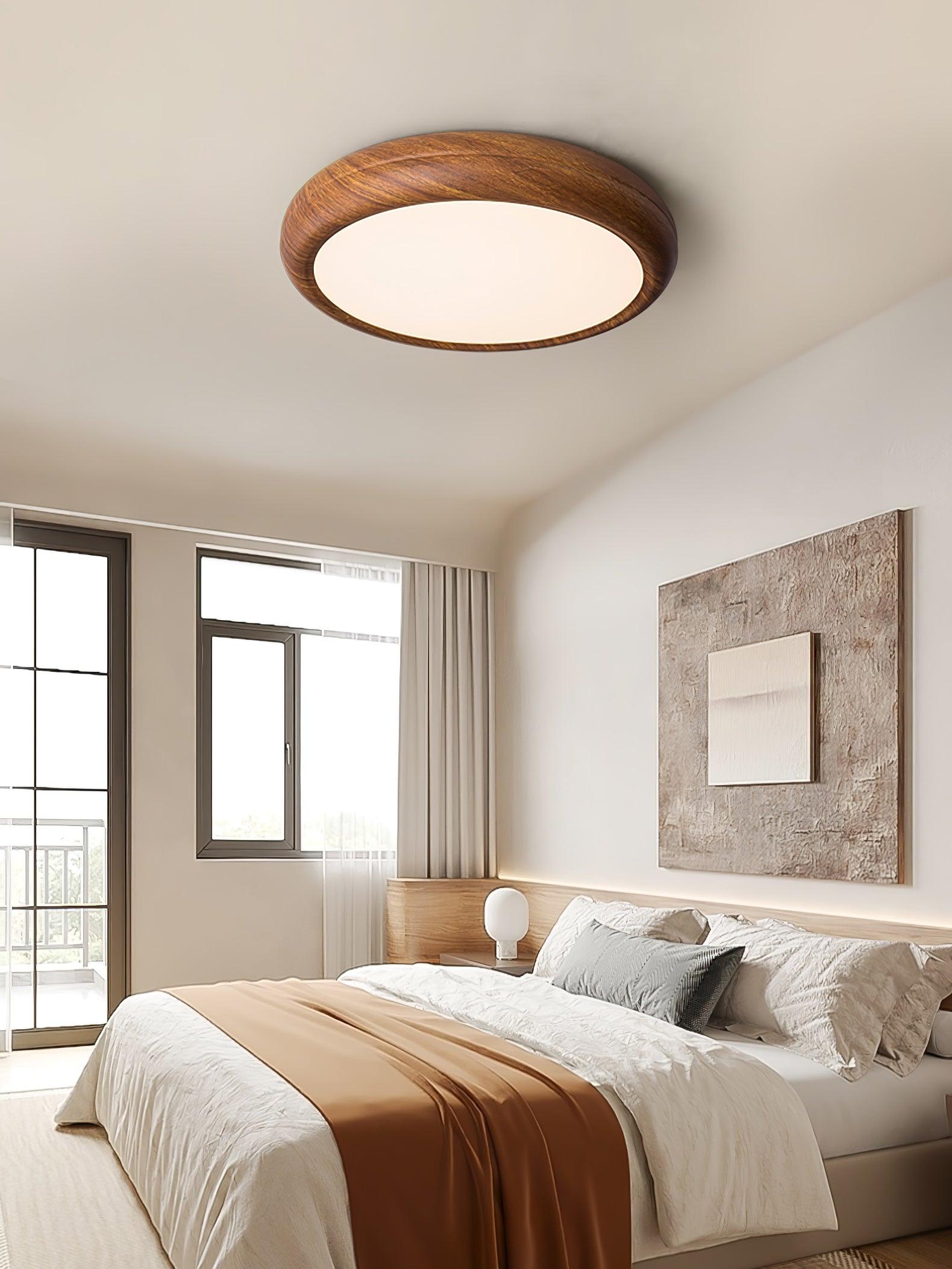 Ceiling Light Wood Grain LED 19.7 in Flush Mount Living Room Bedroom Modern Round Acrylic Lamp | Thomler