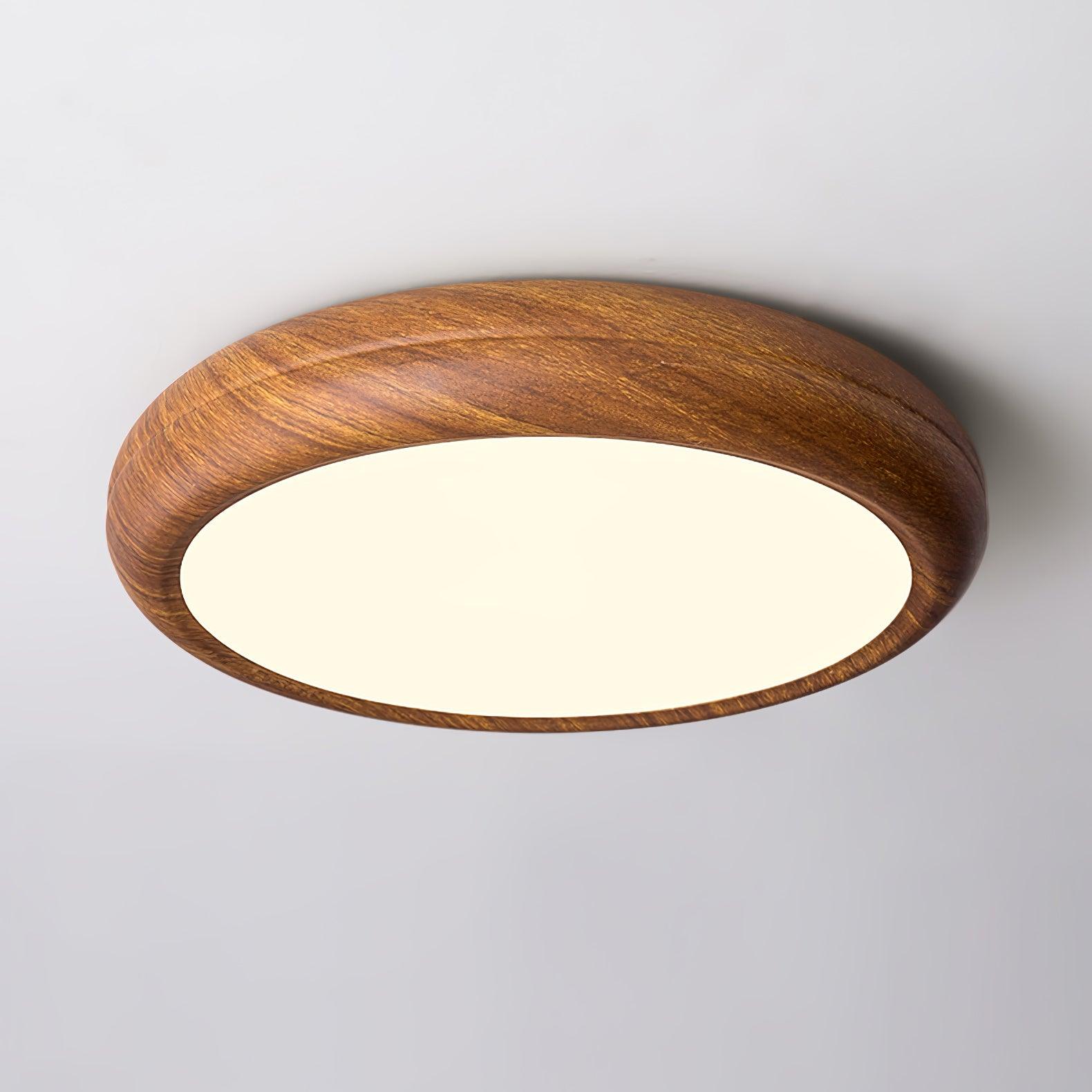 Ceiling Light Wood Grain LED 19.7 in Flush Mount Living Room Bedroom Modern Round Acrylic Lamp | Thomler
