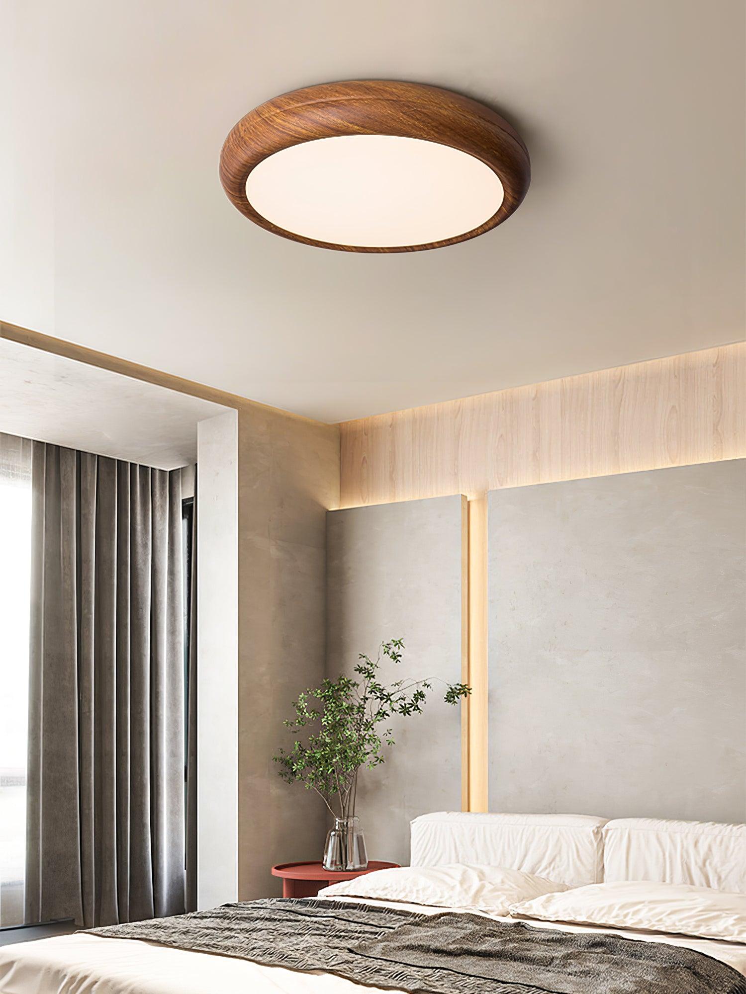 Ceiling Light Wood Grain LED 19.7 in Flush Mount Living Room Bedroom Modern Round Acrylic Lamp | Thomler