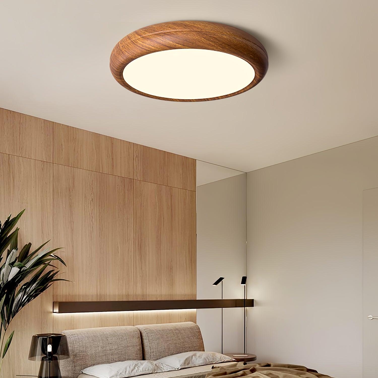 Ceiling Light Wood Grain LED 19.7 in Flush Mount Living Room Bedroom Modern Round Acrylic Lamp | Thomler