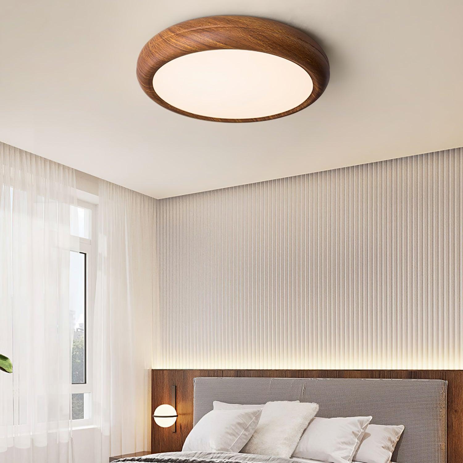 Ceiling Light Wood Grain LED 19.7 in Flush Mount Living Room Bedroom Modern Round Acrylic Lamp | Thomler