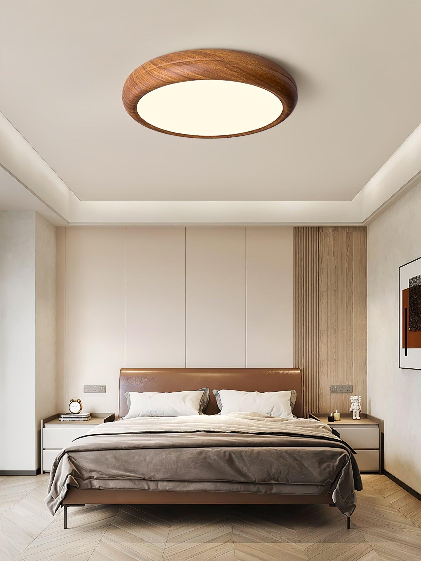 Ceiling Light Wood Grain LED 19.7 in Flush Mount Living Room Bedroom Modern Round Acrylic Lamp | Thomler