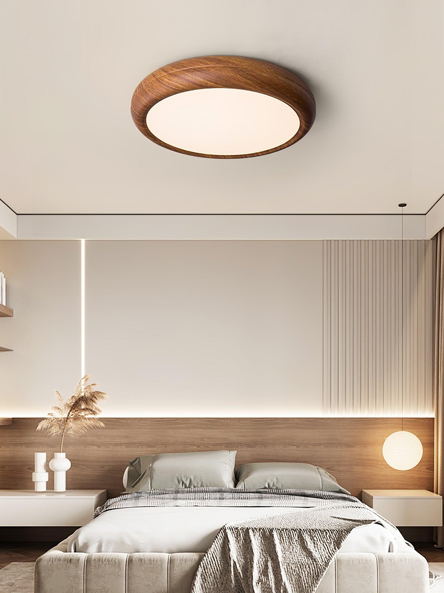 Ceiling Light Wood Grain LED 19.7 in Flush Mount Living Room Bedroom Modern Round Acrylic Lamp | Thomler