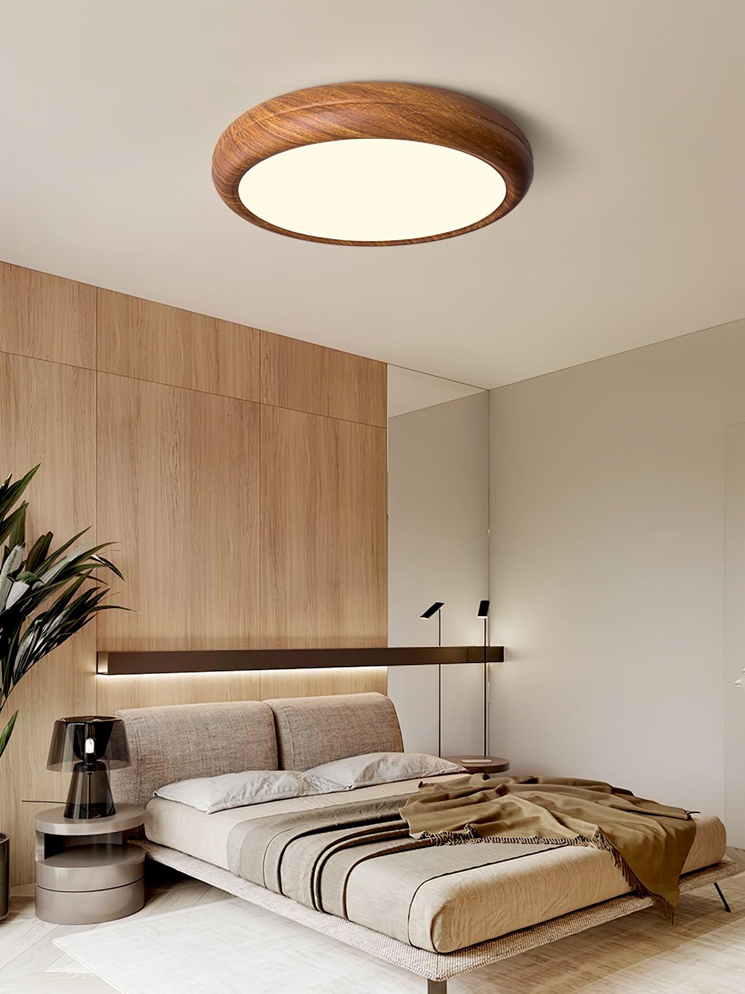 Ceiling Light Wood Grain LED 19.7 in Flush Mount Living Room Bedroom Modern Round Acrylic Lamp | Thomler