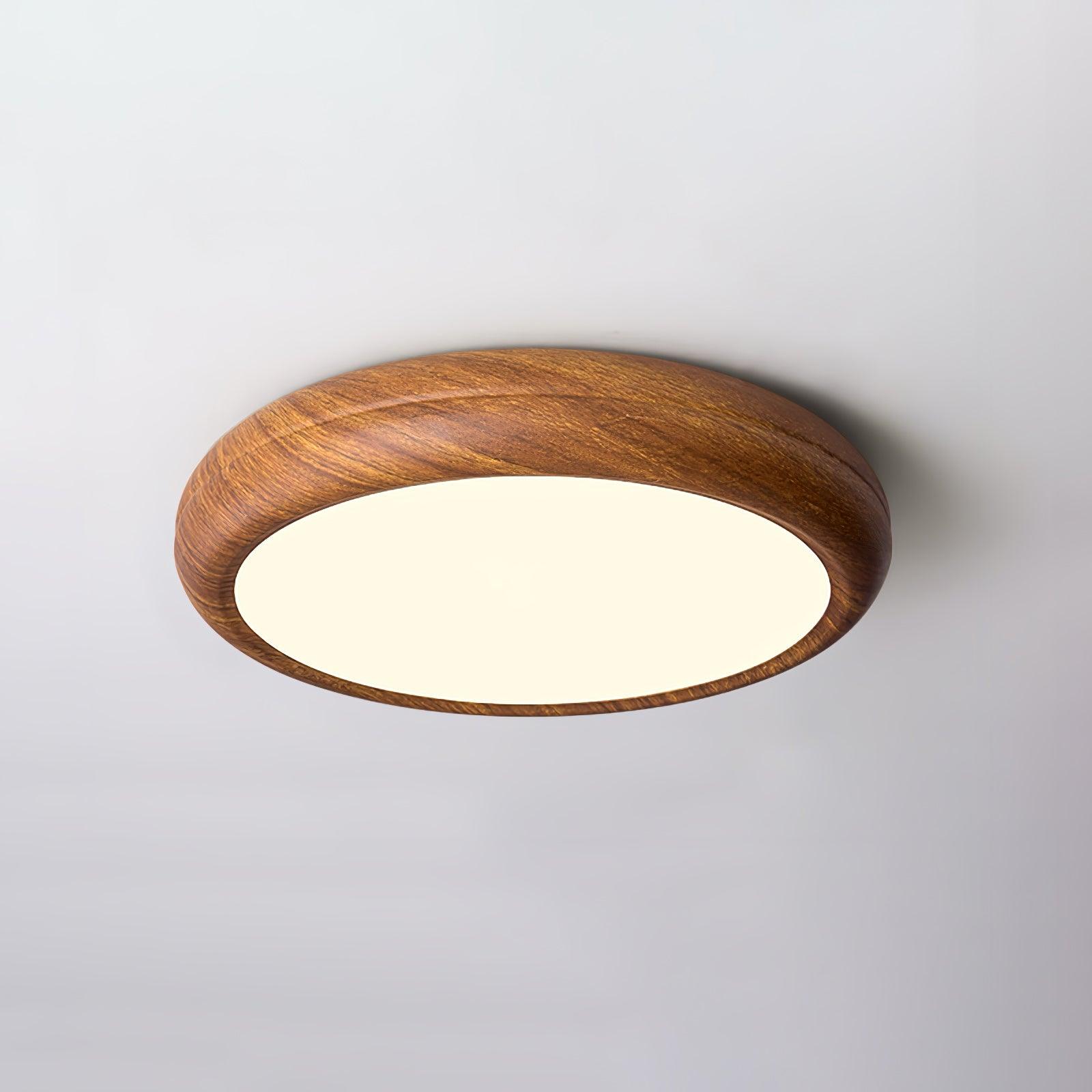 Ceiling Light Wood Grain LED 19.7 in Flush Mount Living Room Bedroom Modern Round Acrylic Lamp | Thomler