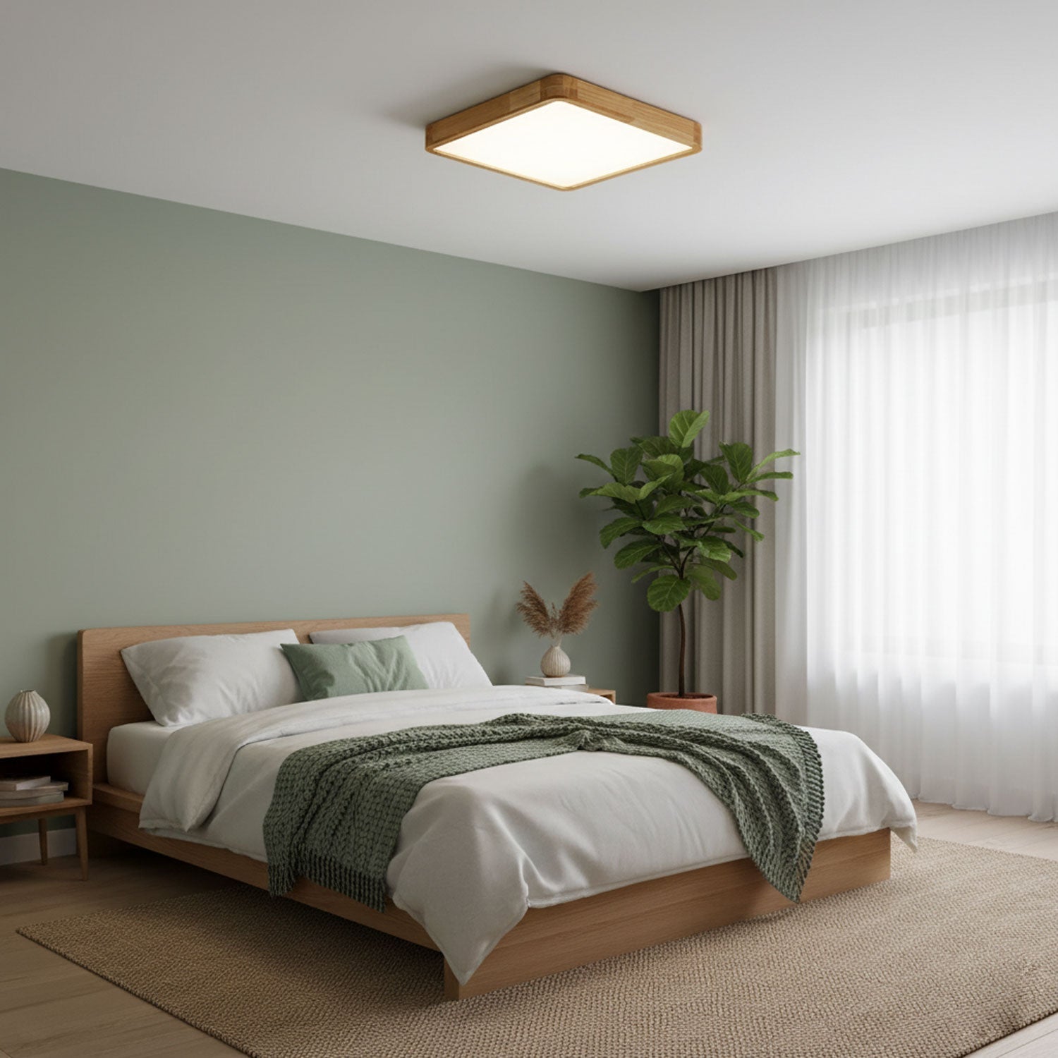 Wooden Geometric Ceiling Light 23.6 in LED Adjustable Wood Indoor Lamp | Thomler