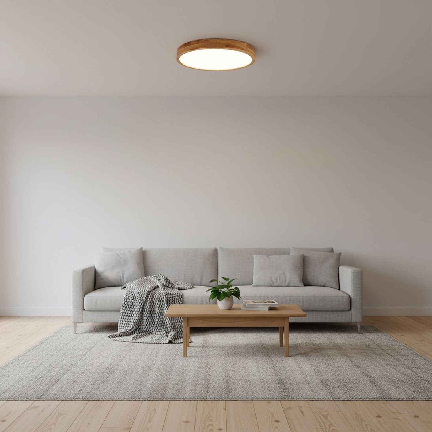 Wooden Geometric Ceiling Light 23.6 in LED Adjustable Wood Indoor Lamp | Thomler