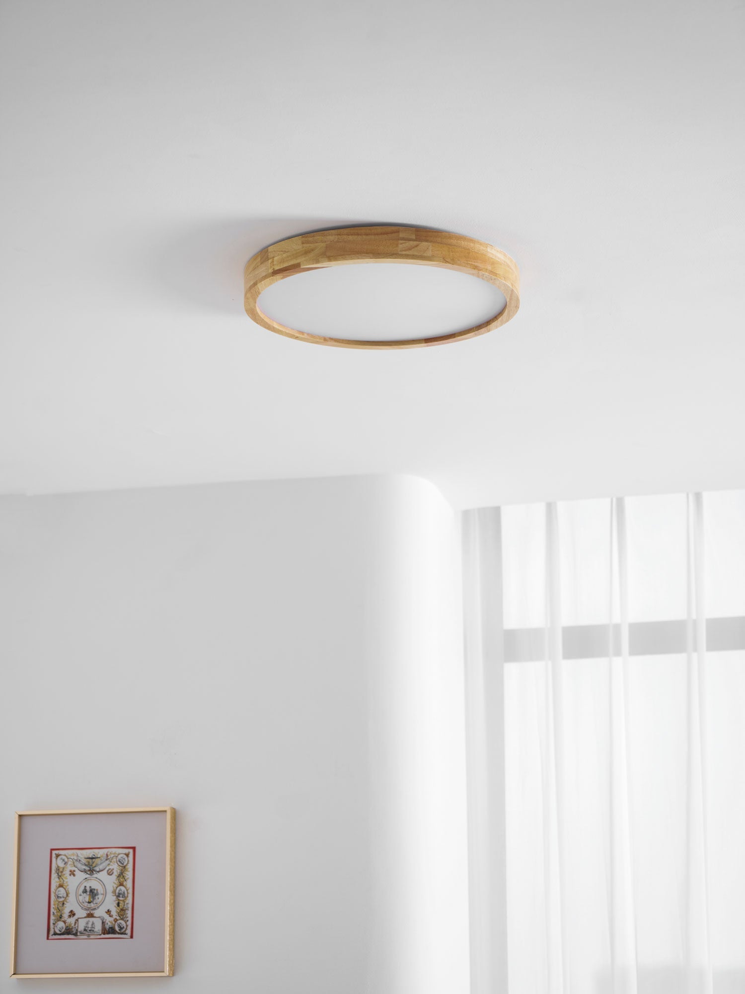 Wooden Geometric Ceiling Light 23.6 in LED Adjustable Wood Indoor Lamp | Thomler
