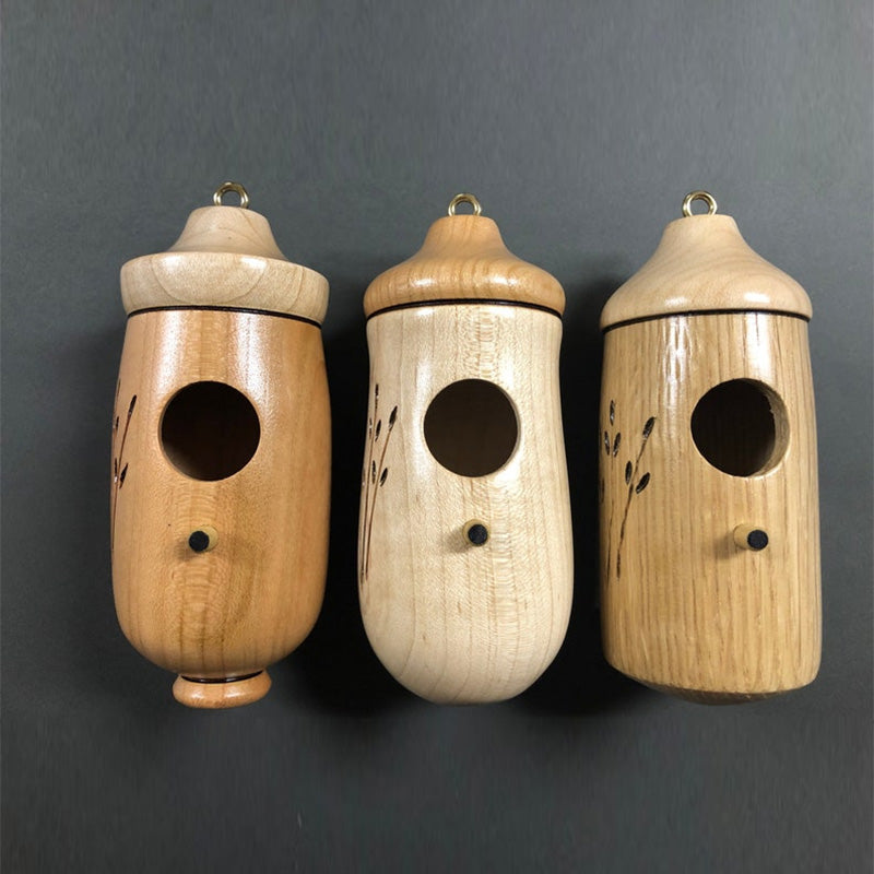Handcrafted Timber Hummingbird Nesting Shelter – Solid Wood Garden Birdhouse with Entry Hole & Hanging Loop for Backyard Wildlife, Patio | Thomler