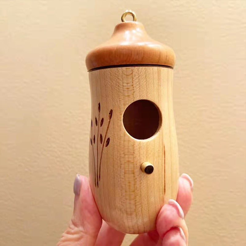 Handcrafted Timber Hummingbird Nesting Shelter – Solid Wood Garden Birdhouse with Entry Hole & Hanging Loop for Backyard Wildlife, Patio | Thomler