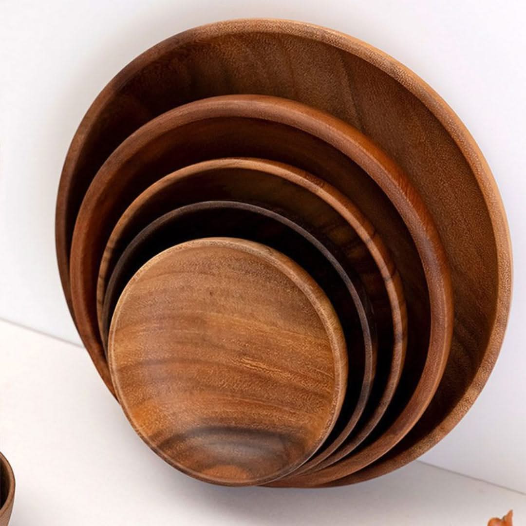 Bamboo Round Serving Plates – Sustainable Wood Tableware for Everyday Meals & Appetizers | Thomler