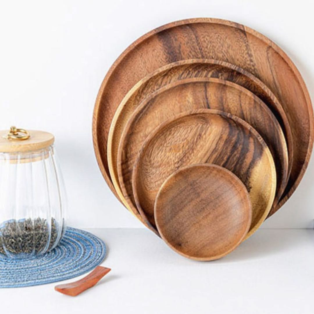 Bamboo Round Serving Plates – Sustainable Wood Tableware for Everyday Meals & Appetizers | Thomler
