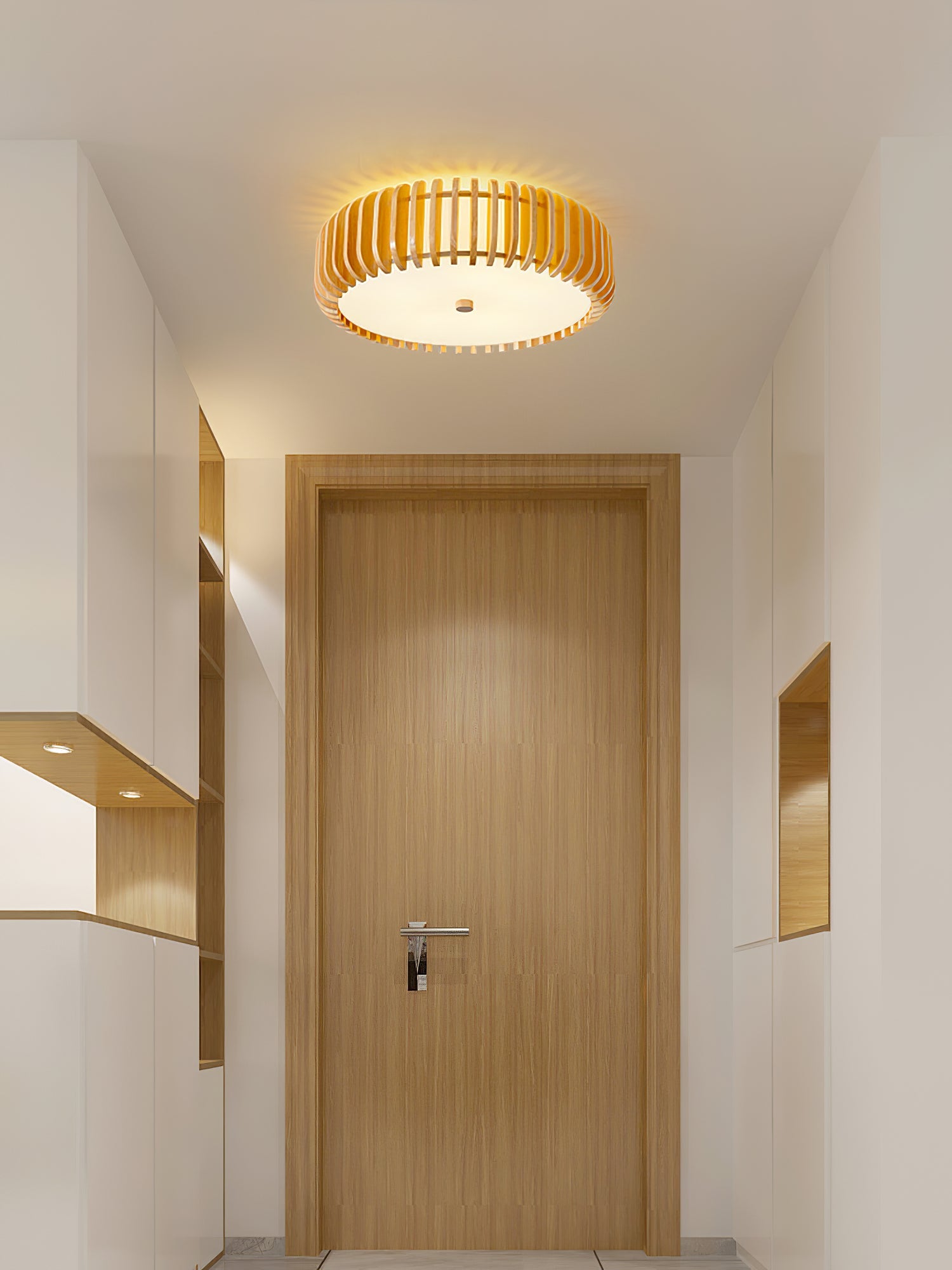 Flush Mount Ceiling Light Wood 19.7 in Indoor Dining Living Room Soft White Acrylic Modern Fixture | Thomler