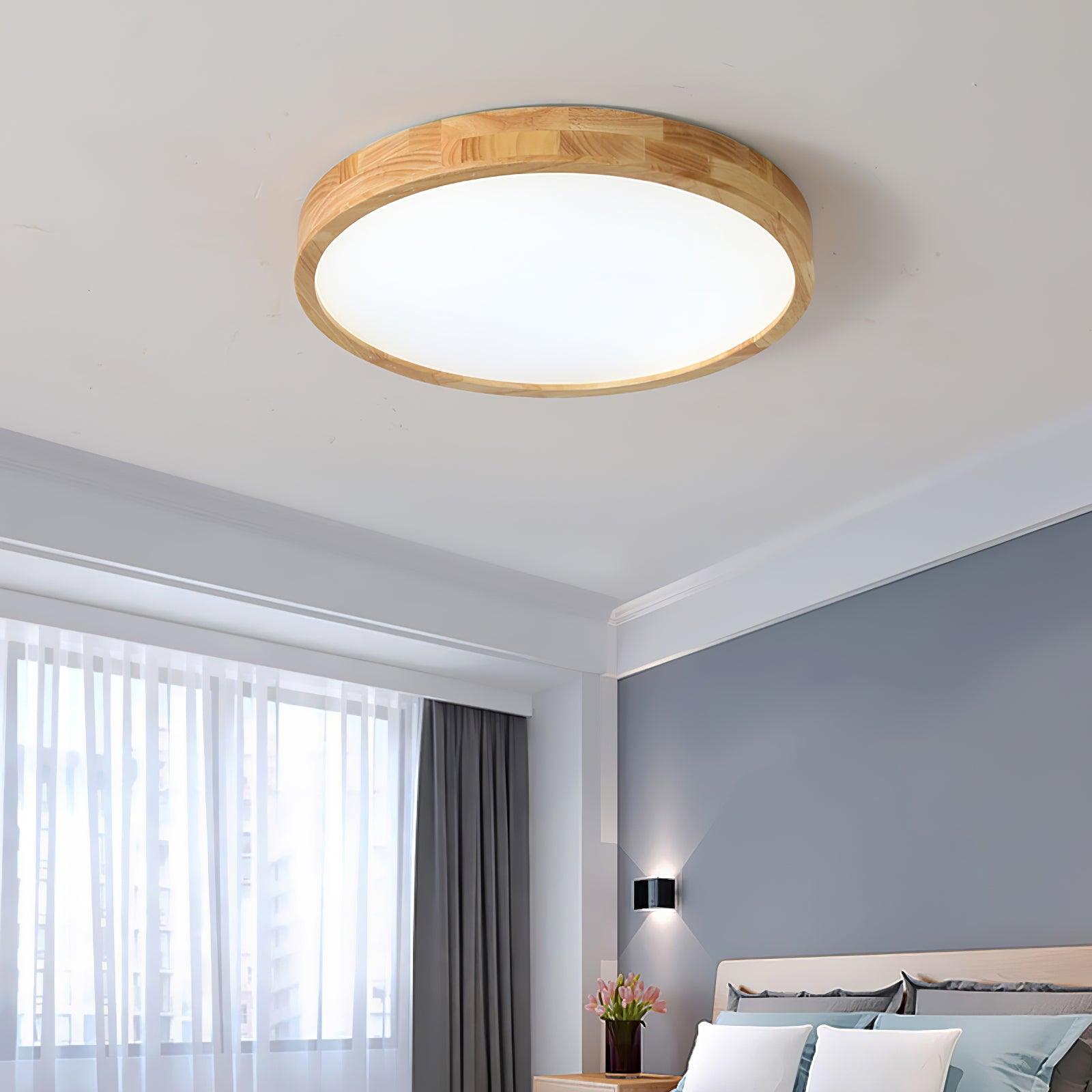 Wooden Geometric Ceiling Light 23.6 in LED Adjustable Wood Indoor Lamp | Thomler